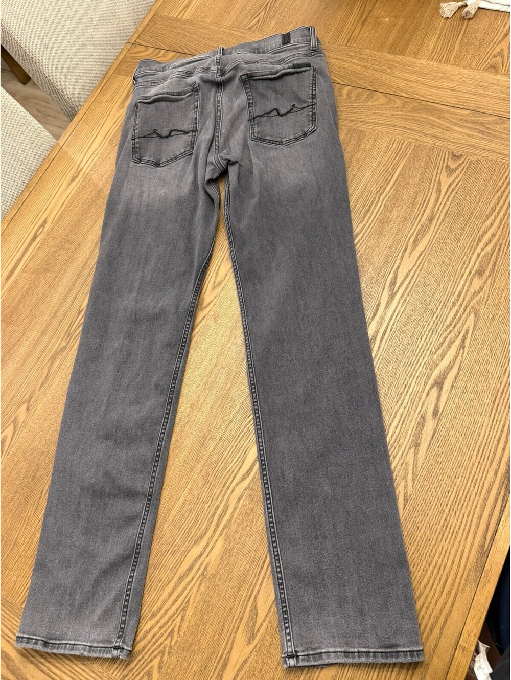 7 For All Mankind Men’s Jeans 32 Gray Slim Straight Faded Wash Denim - Picture 2 of 9